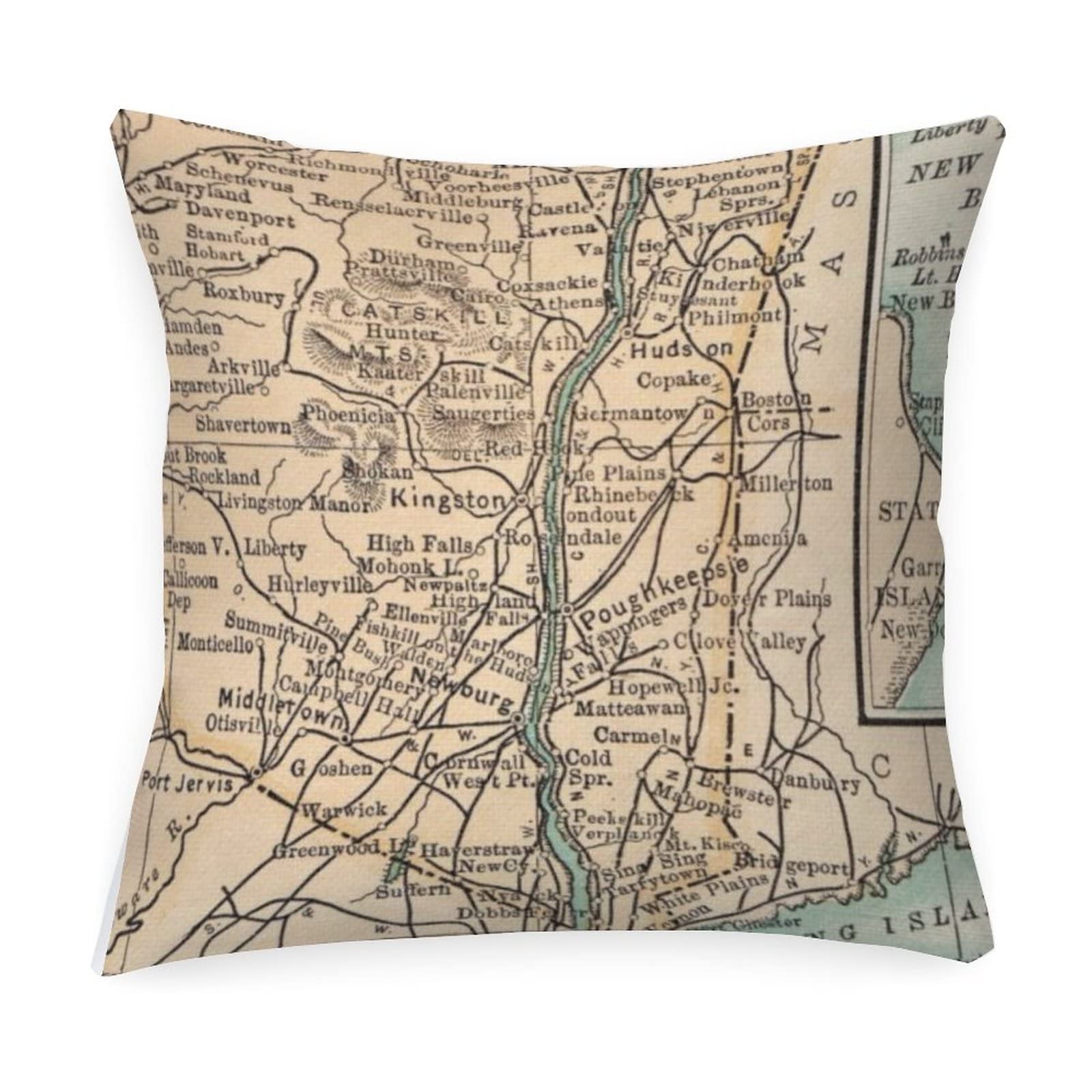 Hudson Valley Map Outdoor Throw Pillow Covers Waterproof 20x20in World Diversity Map Accent Throw Pillow Covers Modern Decorative Cushion Cases Home Decor for Patio Garden Sofa Chairs