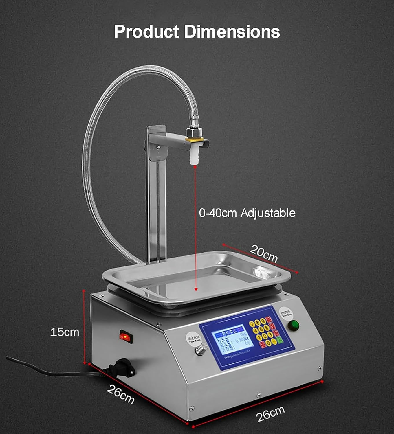 Liquid Filling Machine from 0.03 to 15 Kg, 17 L/min, Digital Control, for Essential Oils, Oral Fluids, Perfumes, Spray Bottles, Large Weighing Flow Filling Machine