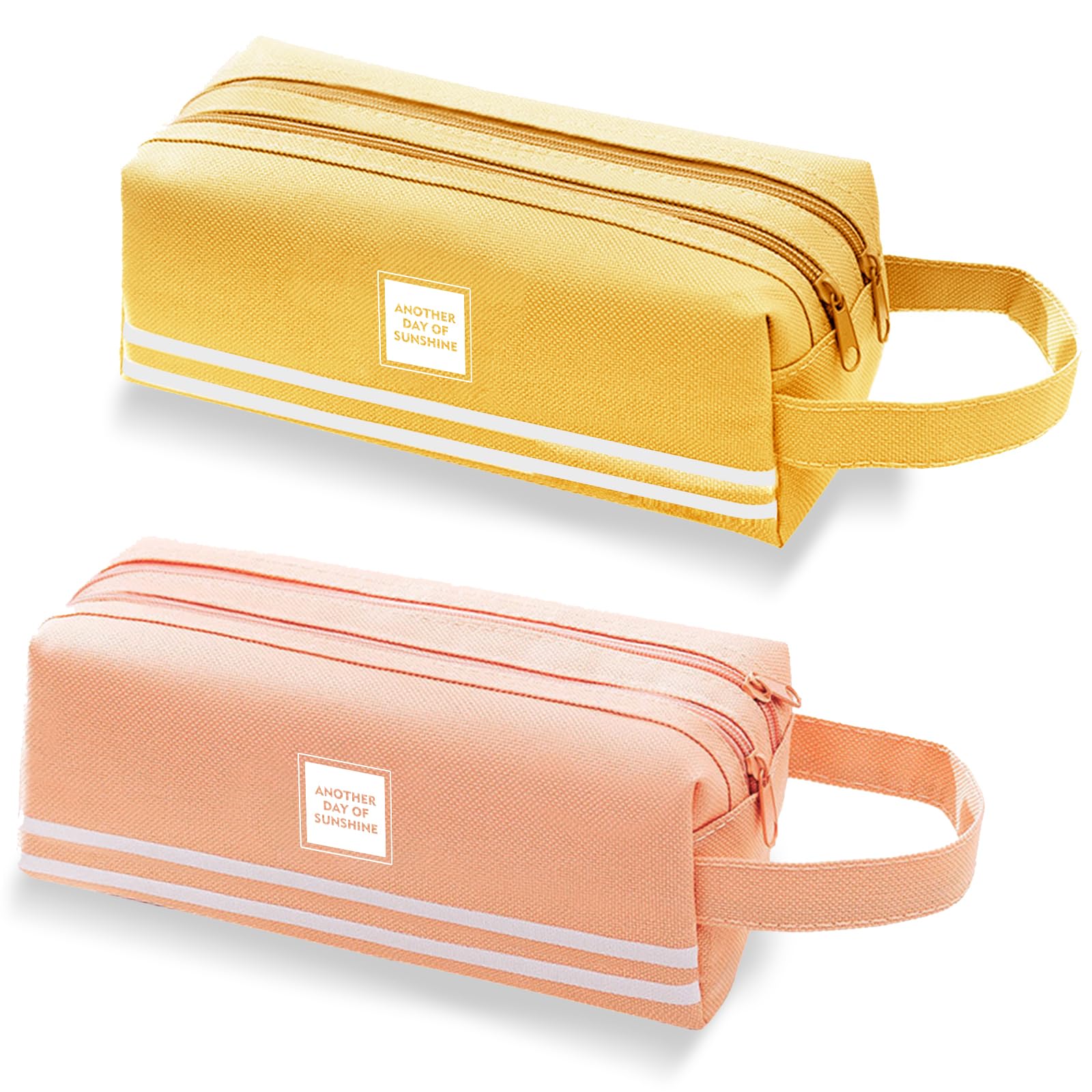 2Pcs Large Pencil Case with Double Zipper, Aesthetic & Cute Pencil