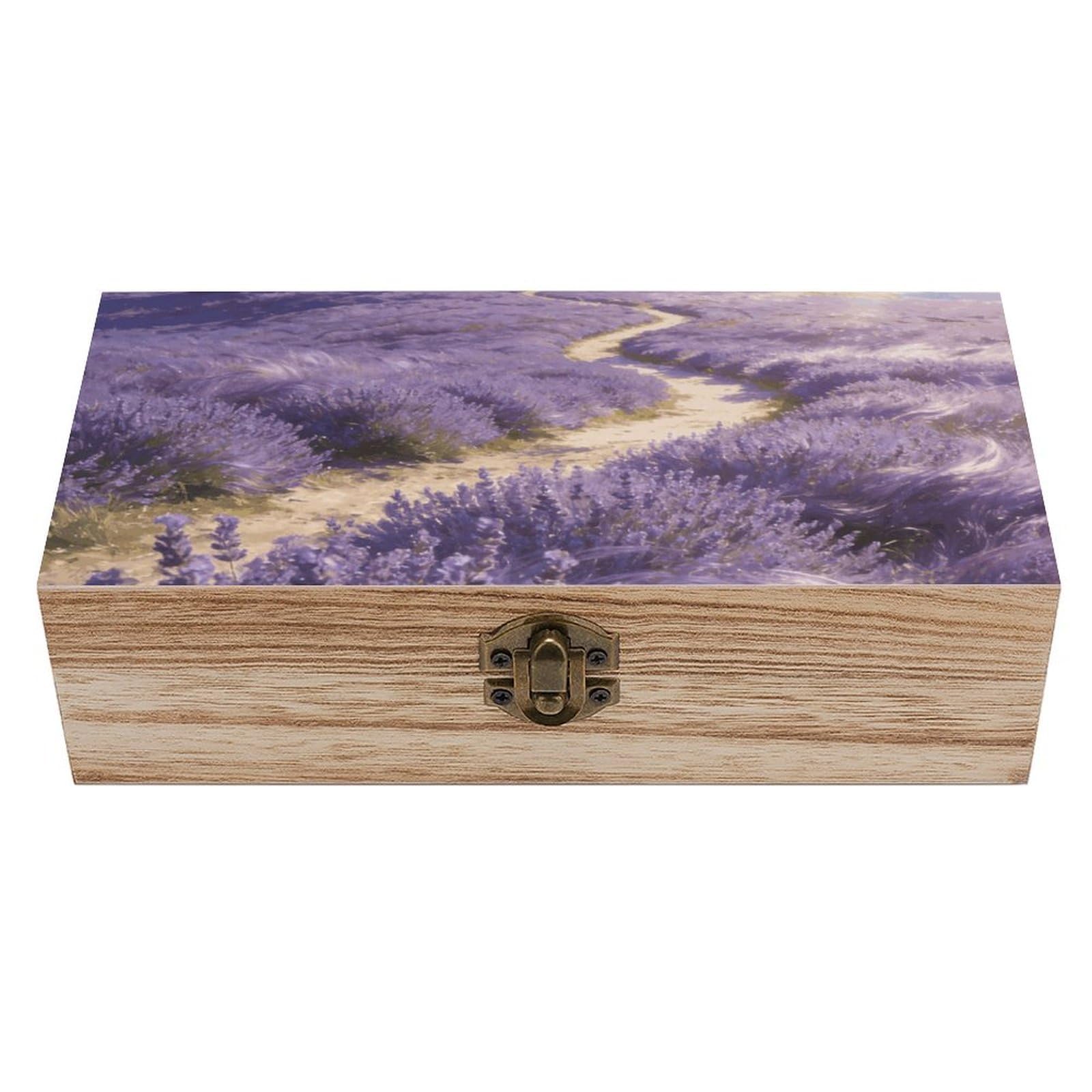 LZQPOEAS Provence Meadow Wooden Storage Box Small Decorative Box with Hinged Lid Handmade Elegant Keepsake Storage Box for Jewelry, Photos, Trinkets, Letter Gifts, Small Heirlooms