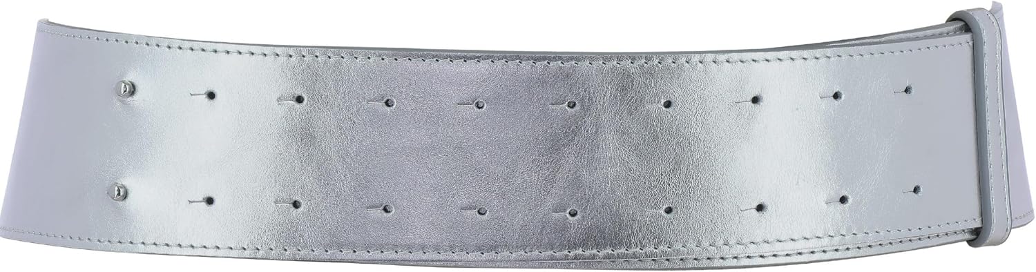 FASHIONGEN Women's wide genuine leather belt with a round cross buckle SOLAINE