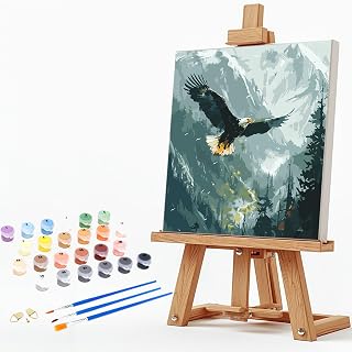 shinefly Paint by Numbers Kit for Adults with Wooden Frame 12x12, DIY Eagle Easy Acrylic on Canvas with Paints and Brushes for Home Wall Decor