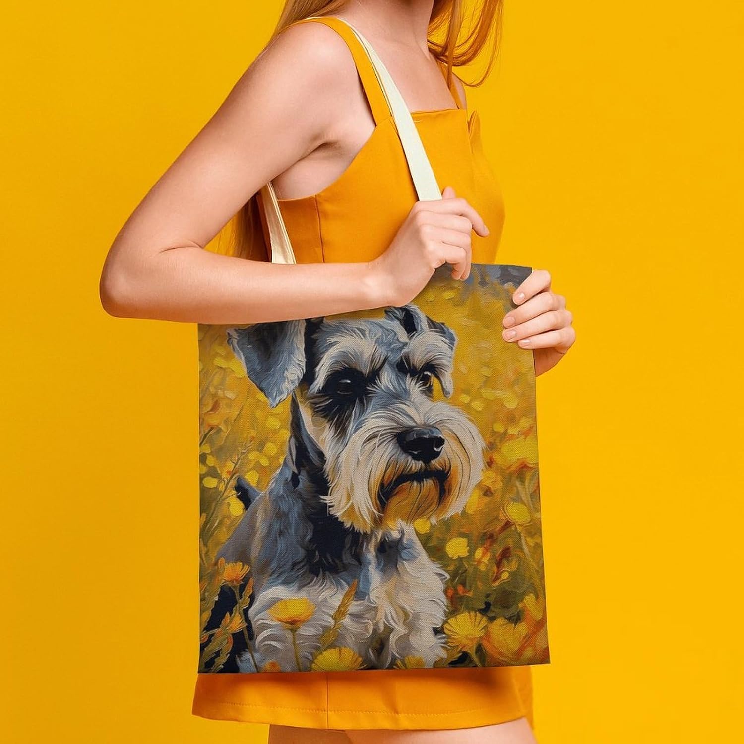 Schnauze Canvas Tote Bag Reusable Grocery Bags Foldable Soft Cotton Shoulder Carry Bag