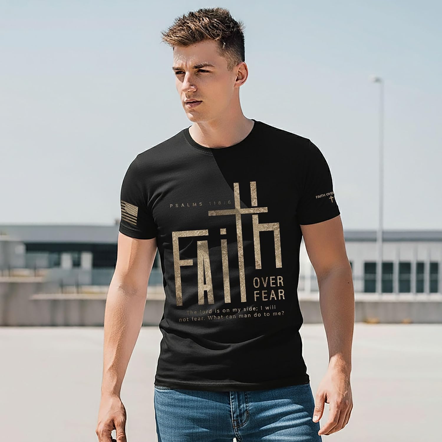 Faith Over Fear Shirt, Faith Shirts for Men, Cross Shirt, Jesus Tshirt, Christian Shirts for Men