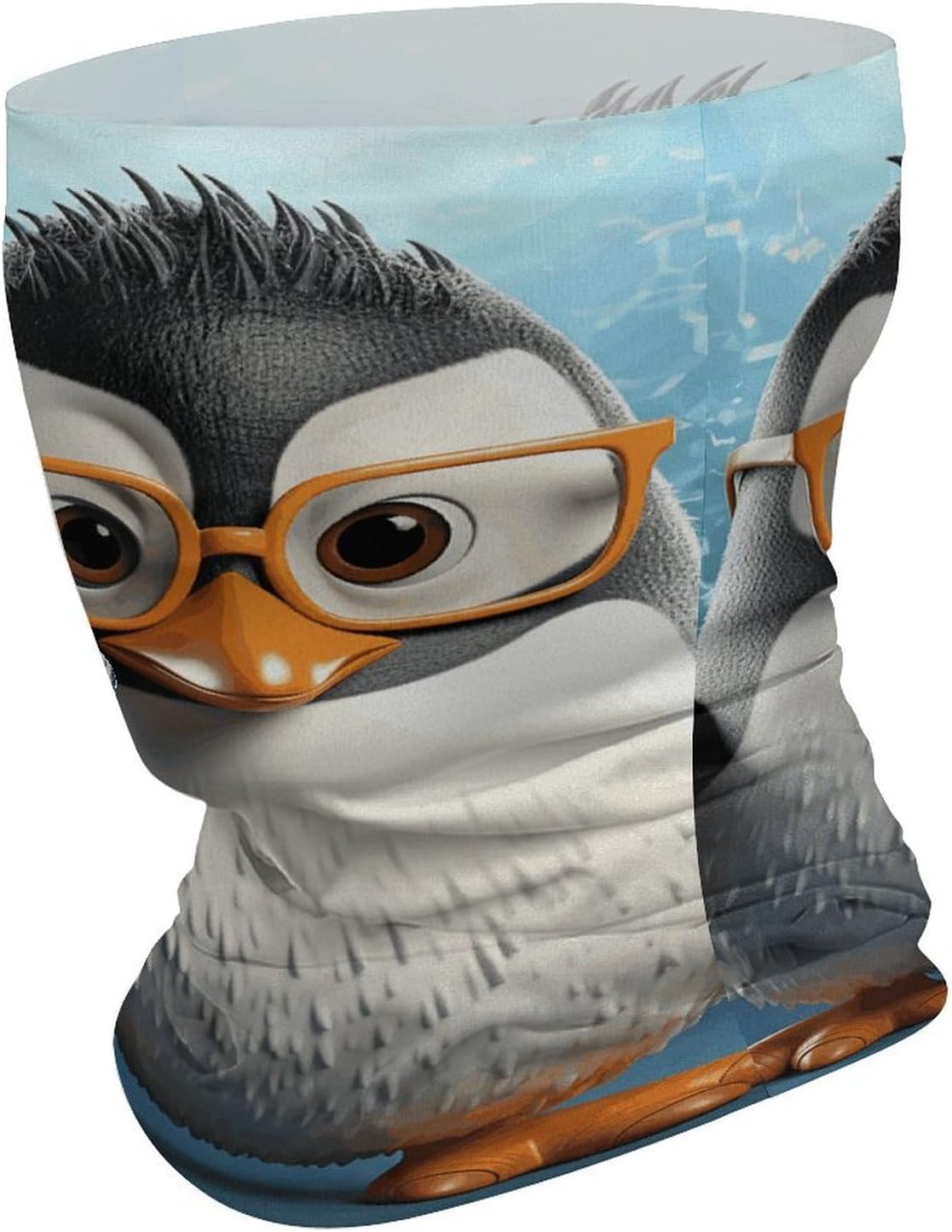 Penguin with Glasses Neck Gaiter UV Protection Polyester Face Gaiter Breathable Quick Dry Head Wrap Multifunctional Stretchy Seamless Bandana for Outdoor Cycling Hiking Skiing Running