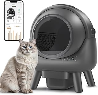 Self Cleaning Litter Box,Automatic Cat Litter Box for Multiple Cats,Robot with APP Control,Smart Dual Safety Protection,Od...