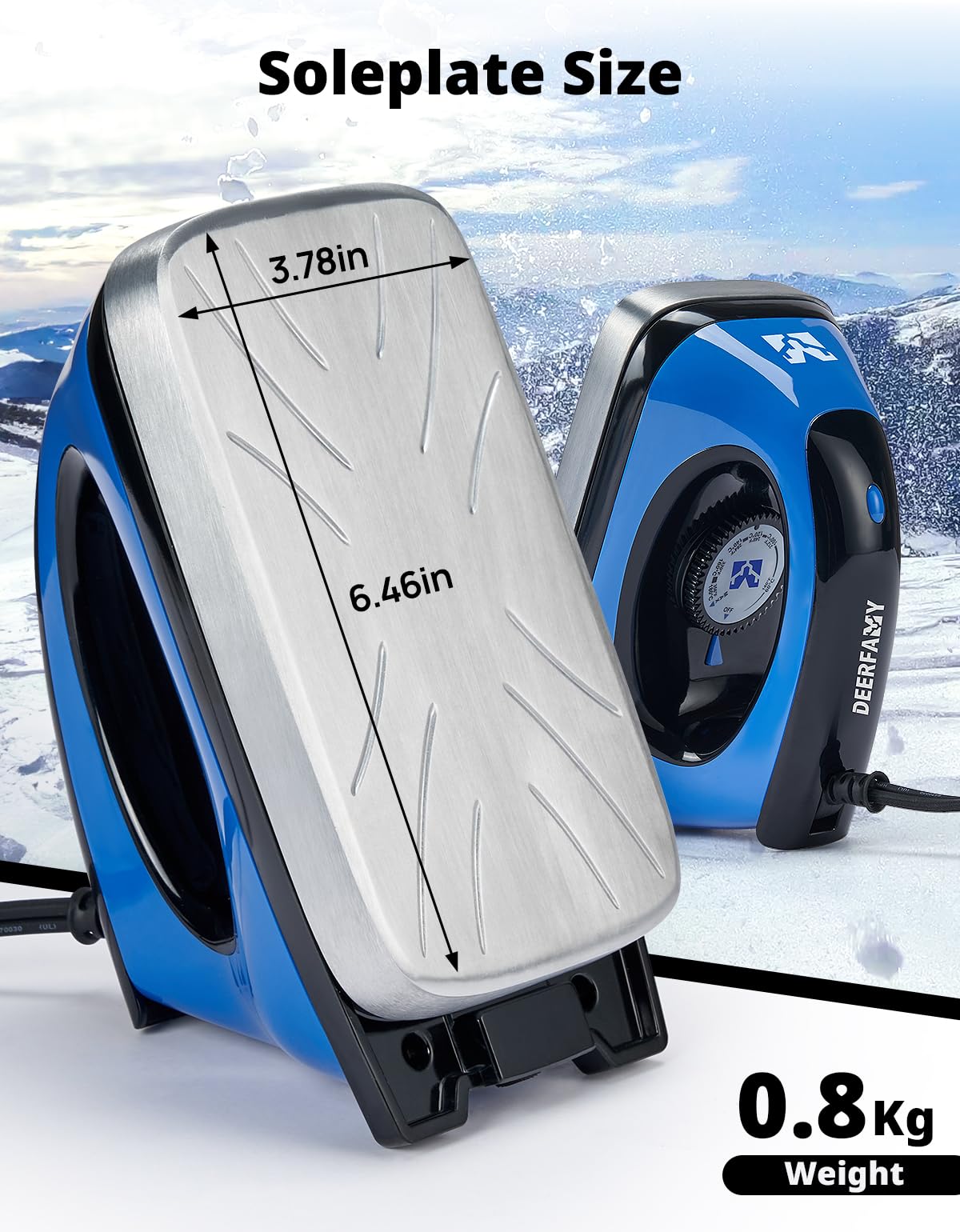 DEERFAMY Ferro da sci per snowboard, 100-125 V/220-240 V, con temperatura regolabile e controllo a doppia tensione, per alpino e nordico