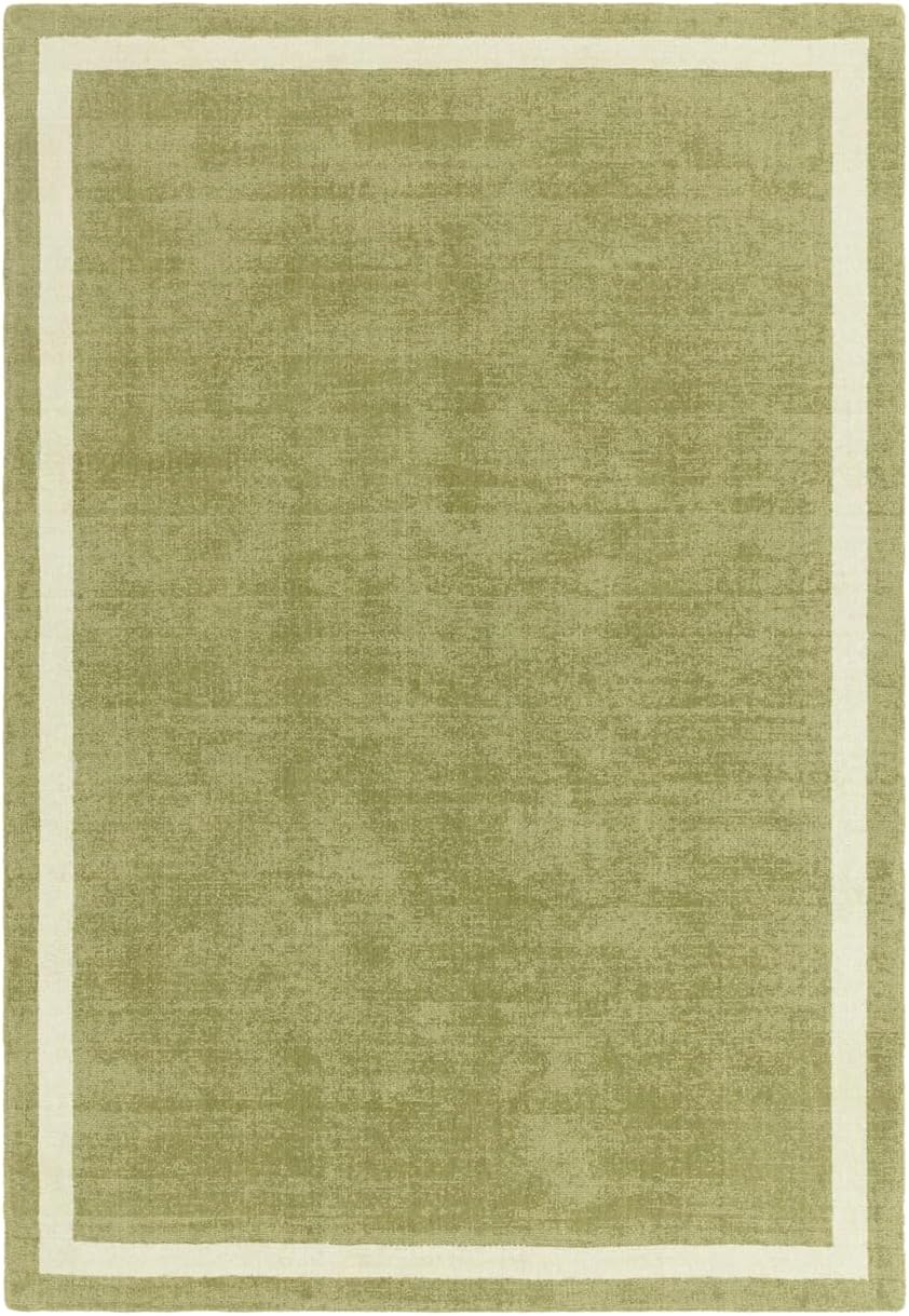 Hand-Tufted Wool Area Rug – Elegant Solid Border Design Soft Area Carpet for Modern Living Room, Bedroom & Home Decor 9 x 12 Ft Olive Green