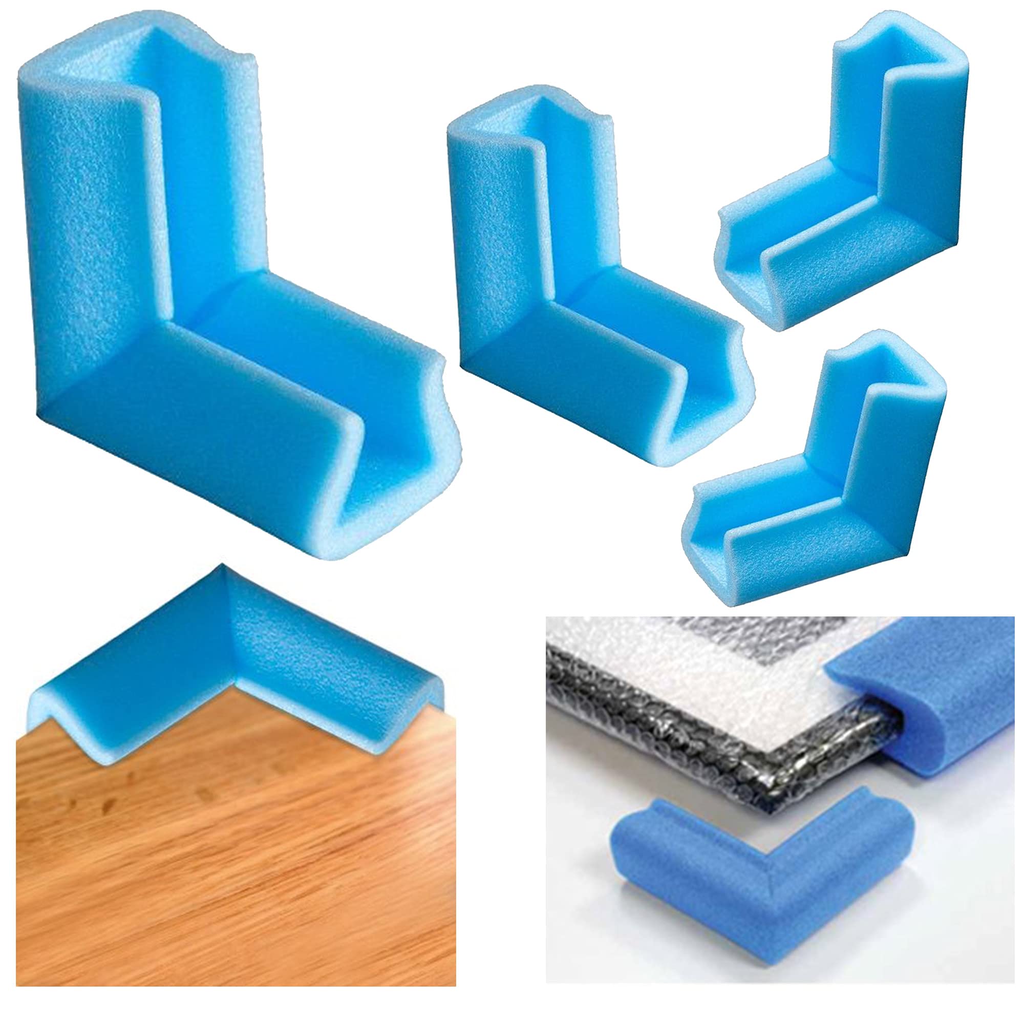 BBP Express Foam Edge Corner Guard Protectors UFoam Protection (Blue Foam Corners (Pack x 4), 25-35mm x 100mm)