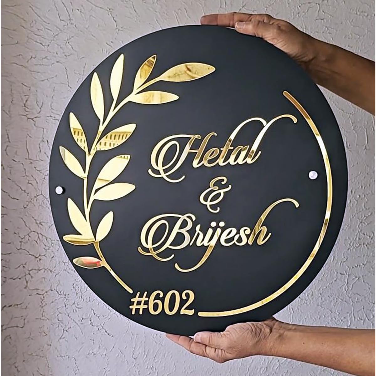 DON'T JUDGE ME Home Entrance Name Plate, Name Plate for Home Entrance | Round Shape | Colour :-Gold And Black | Material:- MDF (Size:- 12 x 12 INCHES)-image-46