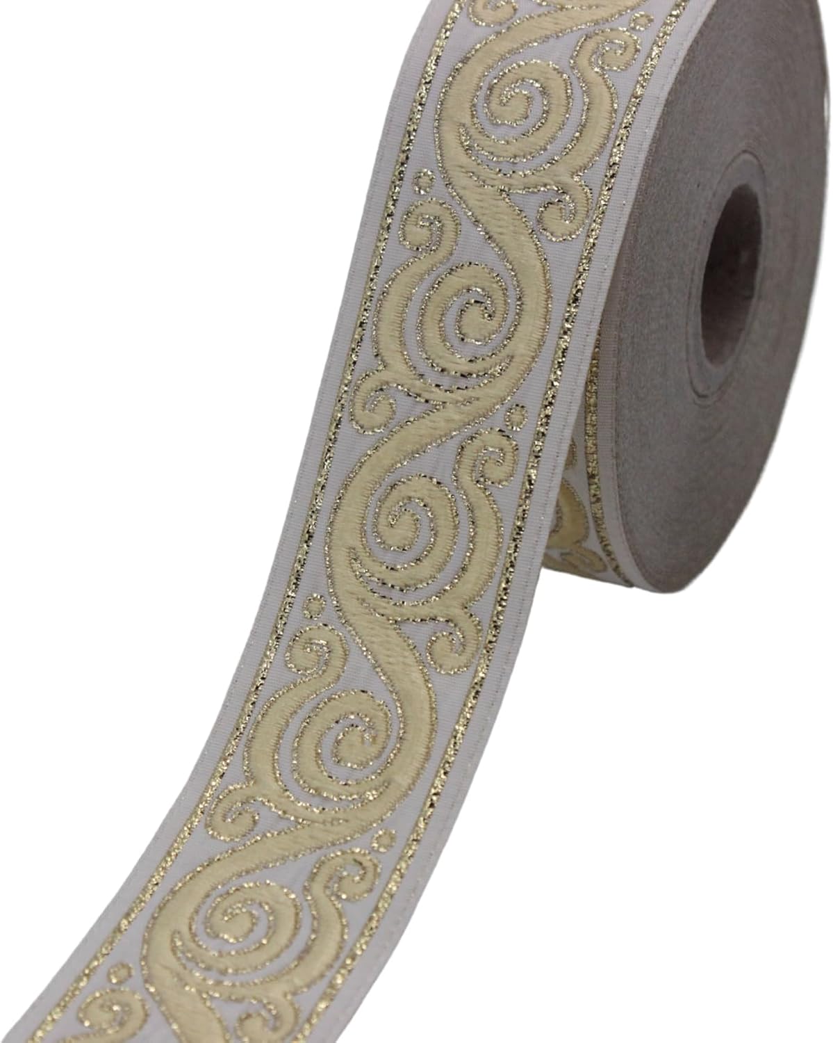 11 Yard Spool 1.37 inches Wide Claret Red Gold Tulips Jacquard Ribbon Woven Trim Embroidered Upholstery Fabric Home Decoration Embellishment Homecoming Mum Accessories 35072