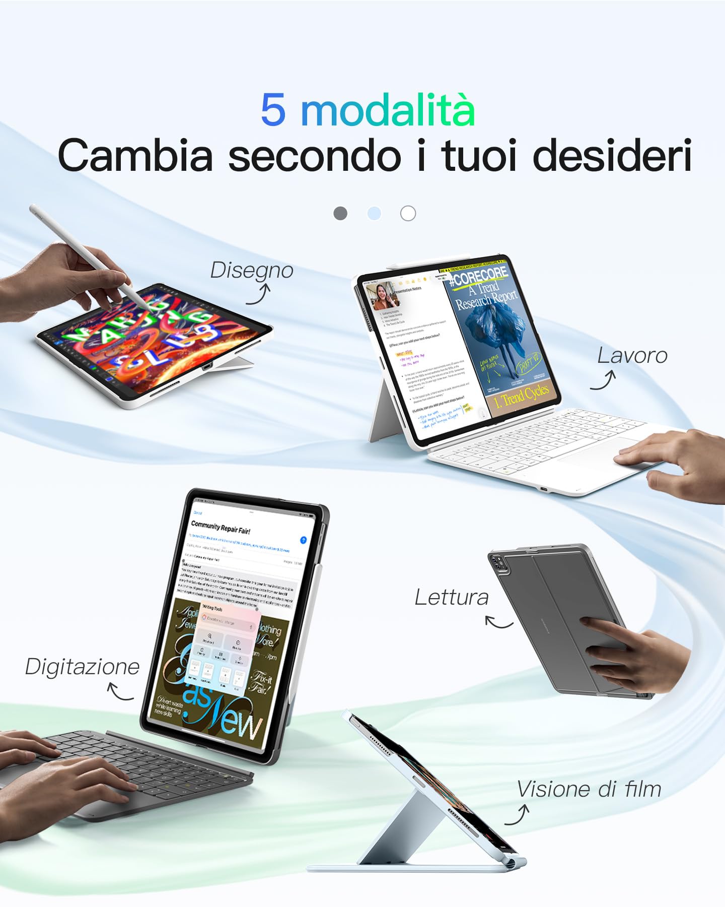 Inateck Custodia Tastiera iPad Air 13", Touchpad Gigante Alta Precisione