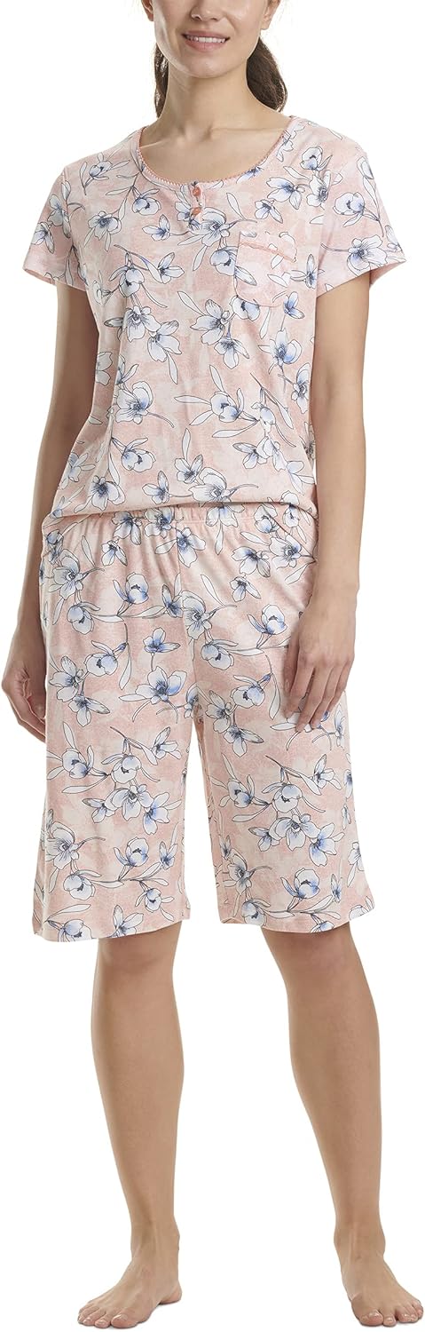Karen Neuburger Women's Short Sleeve Top and Bermuda Pant Bottom Pajama Set