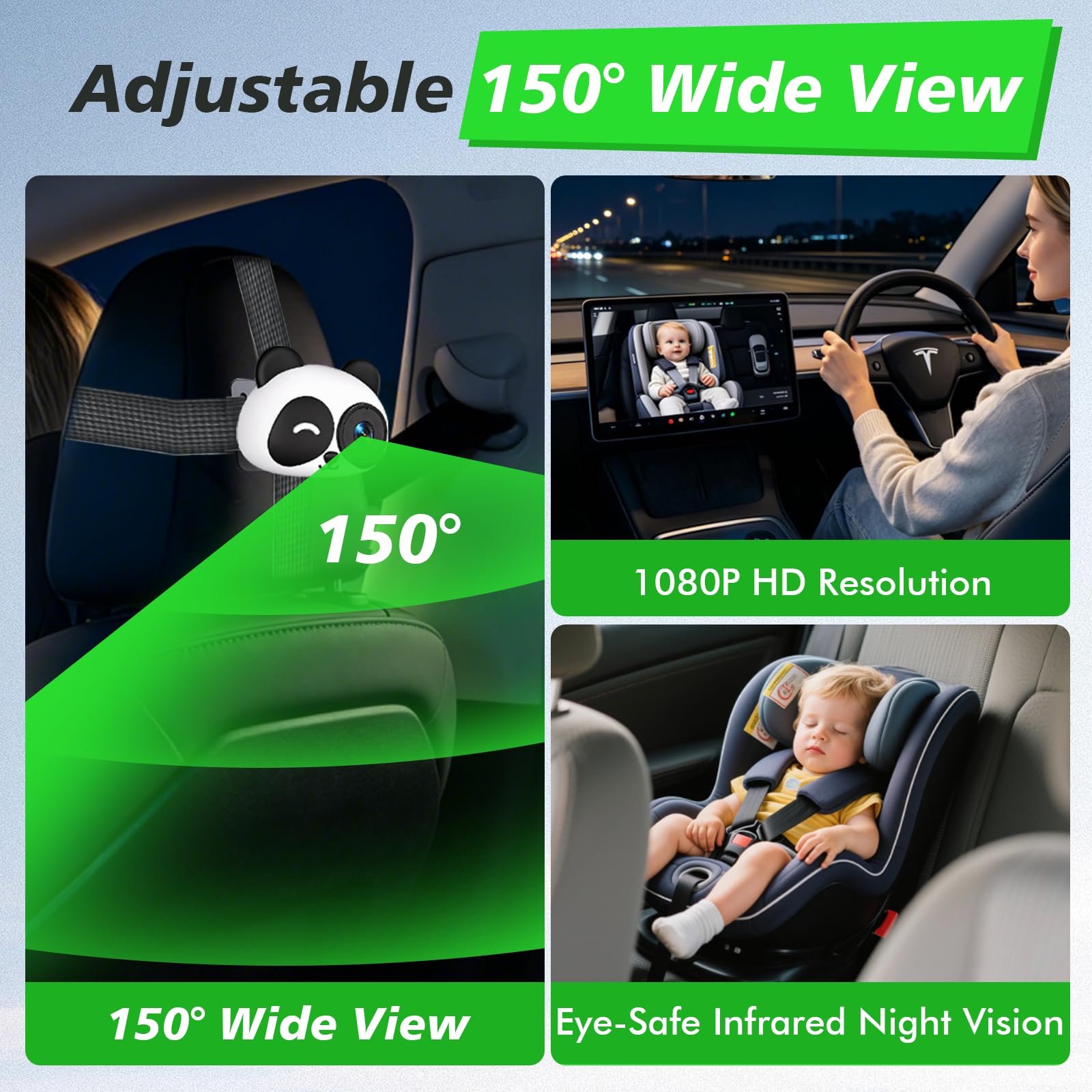 Adattatore wireless CarPlay 2 in 1 e telecamera per auto per bambini, 1080p HD, con grandangolo a 150° e visione notturna, per veicoli con CarPlay cablato (dal 2016)