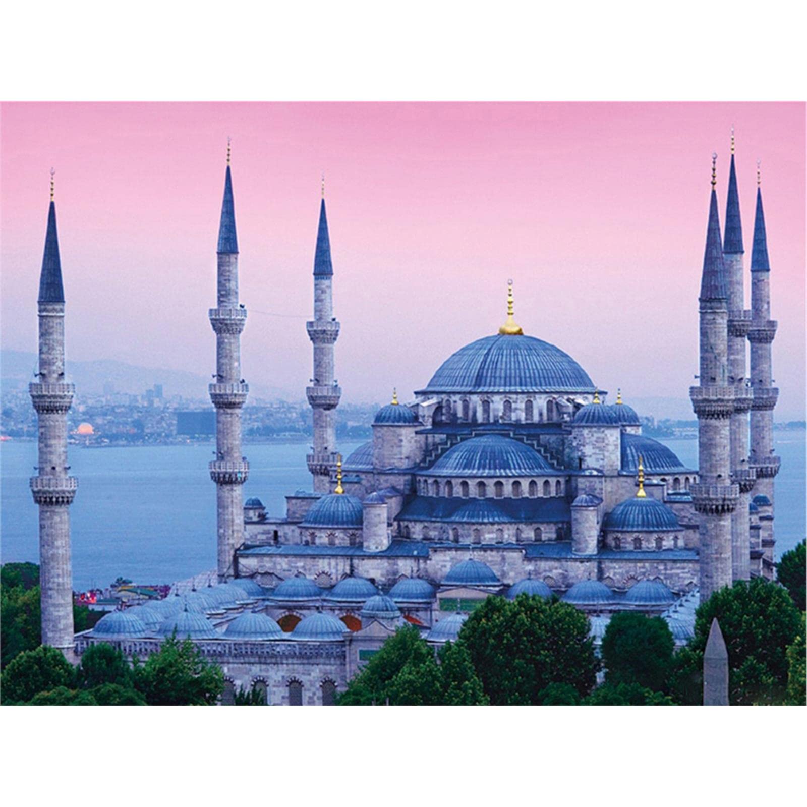 Yscolor White Diy 5D Mosque Religion Diamond Painting Kit, 11.8X15.8 In/30X40cm, Full Round Drill, Fashion Design, Semi-Finished Product, Diy Craft, Wall Decor