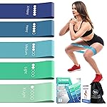 TechStone Resistance Bands Set for Men and Women, Pack of 5 Different Levels Elastic Band for Home Gym Long Exercise Workout - Great Fitness Equipment for Training, Yoga - Free Carrying Bag (Blue)