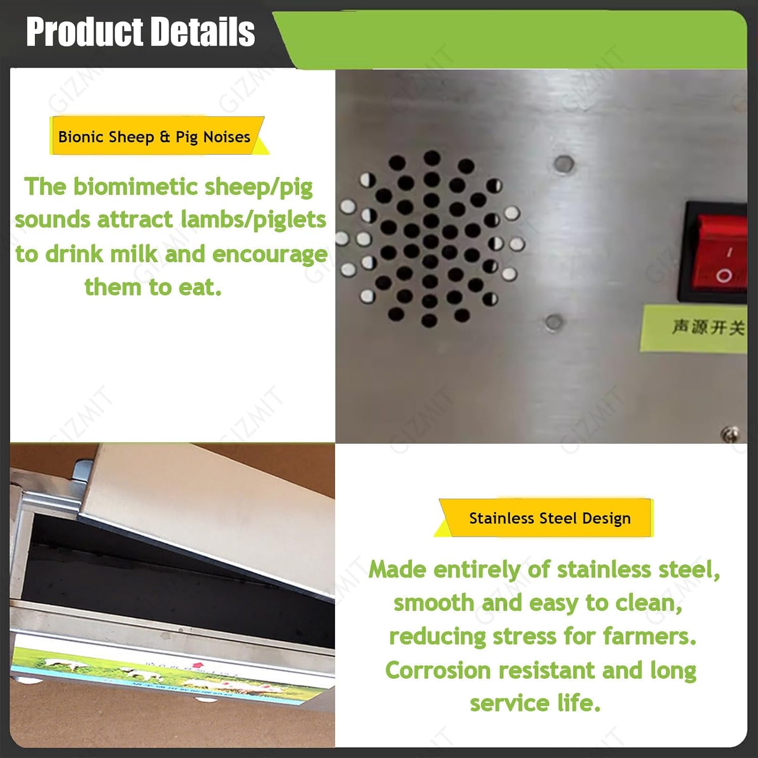 Automatic Lamb Drink Feeder, Wall Mounted 6 Nipples Animal Milk Feeder with Sound Simulation, Constant Temperature Milk Feeder for Sheep, Pigs