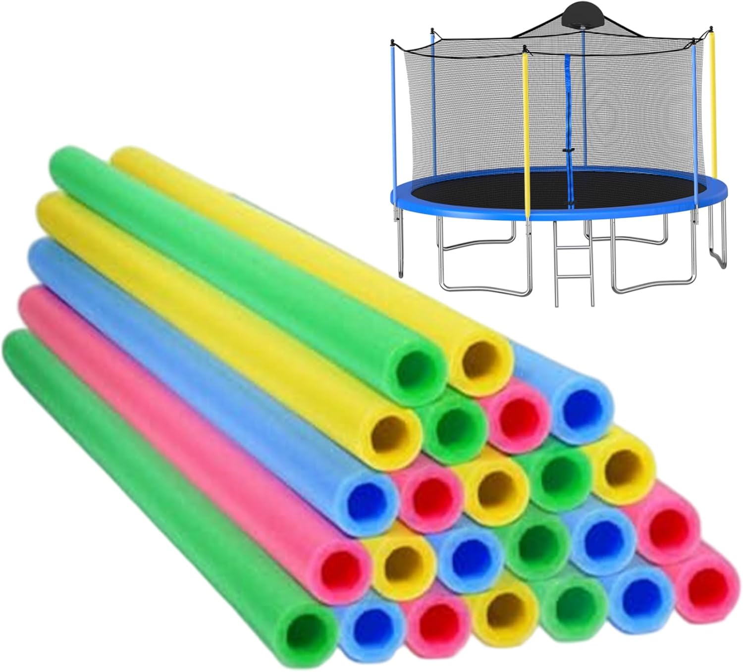 Trampoline Pole Covers, 35 Inch Trampoline Poles Replacement, 24PCS Waterproof PE Foam Replacement Parts for Indoor and Outdoor.-