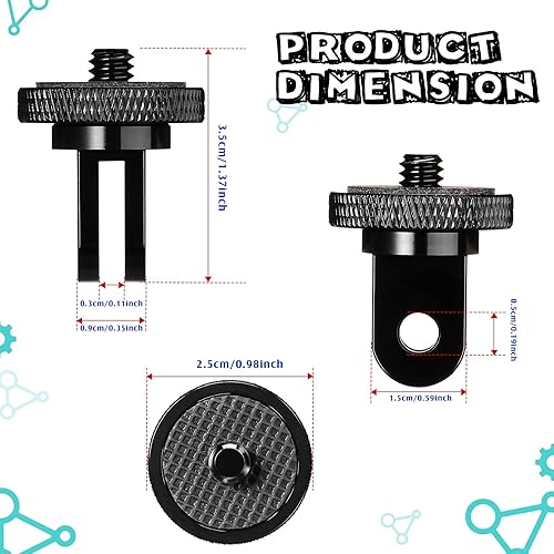 Miniatura 2 de Frienda Adaptador de aluminio para trípode de cámara de 4 piezas, adaptador de conversión 1/4-20 para trípode compatible con cámaras de acción GoPro