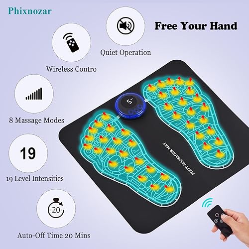 Miniatura 2 de Phixnozar EMS Foot Massager Mat with Remote Control -Muscle Relaxation,Back & Leg Foot Massage,TENS (ModeKTR-2492)