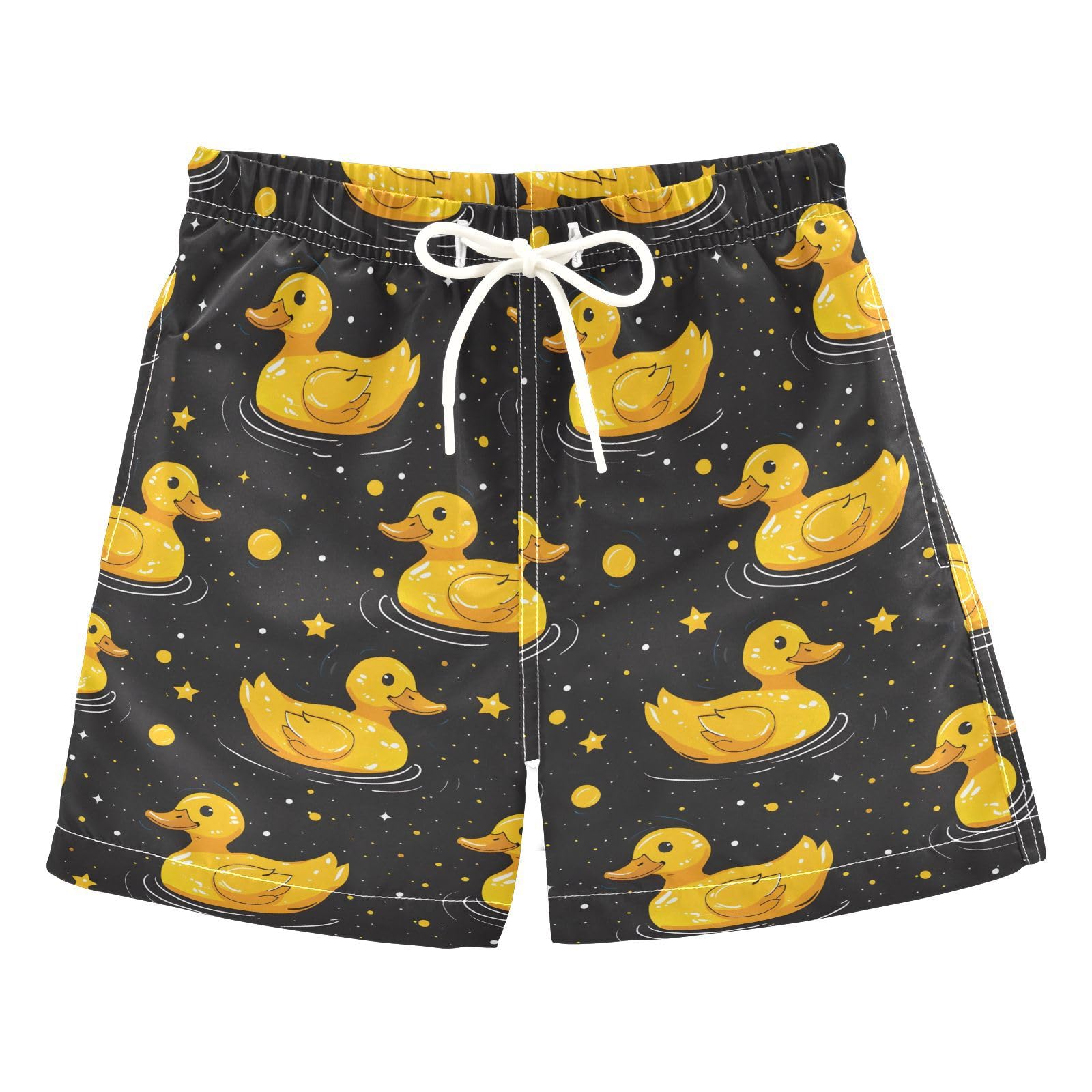 Yellow Duck on Black A Boys Swim Trunks Toddler Shorts Swimwear Boardshorts