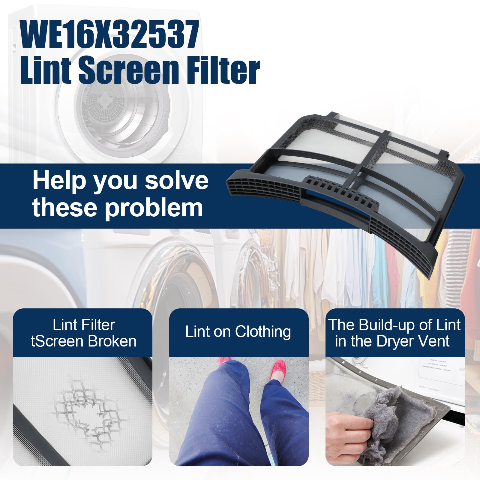 Easyricambi - Filtro Asciugatrice Filacci Lanugine Pelucchi Compatibile con Whirlpool Hotpoint Ariston Indesit Ingis Bauknecht, Ikea, Asciugatrice Accessori e Ricambi (Ricambio Originale C00526665