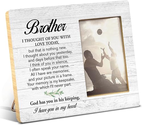 Yuzi-n Regalos conmemorativos para hermanos, regalos de condolencias por la pérdida de hermano, marco de madera para fotos de 4 x 6 pulgadas