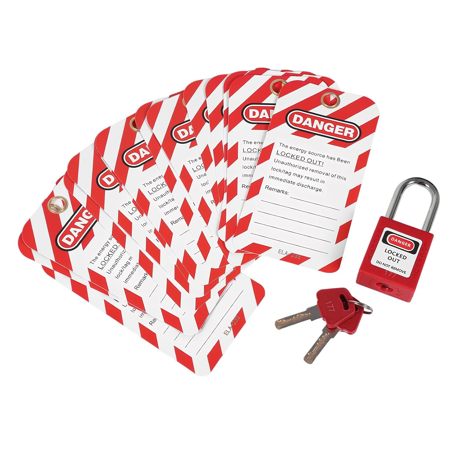 Lockout Tagout Locks Loto Tags Lockout Locks Keyed Different Loto Safety Padlocks Lock Out Tag Out Kit for Lockout Station (100 Locks / 100 Tags, Red)