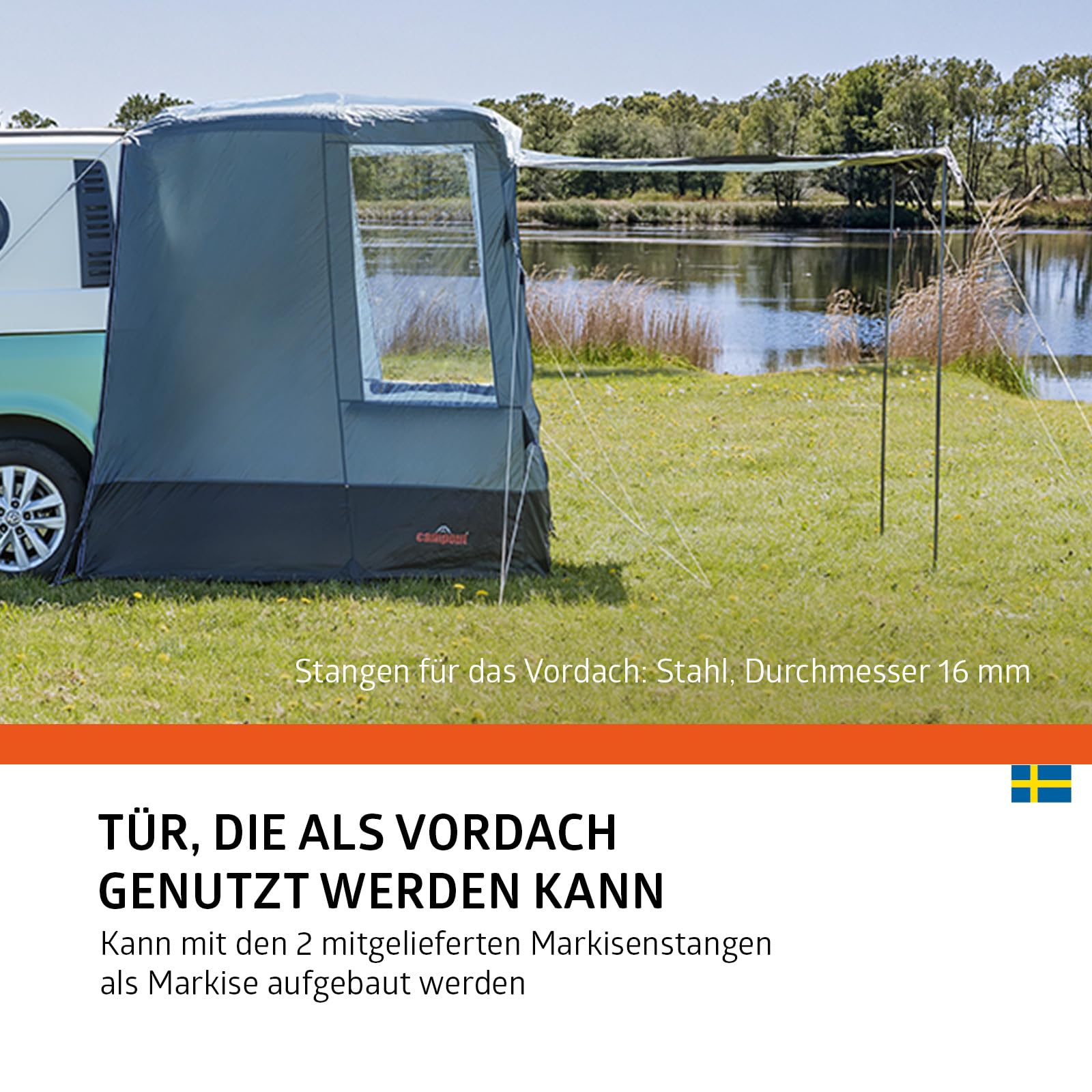 Campout Auto Heckzelt Bus Camper Campout – Heckklappenzelt VW T5/T6/T6.1 & Mercedes Vito/V-Class – 3000 mm Wasserdicht– inkl. Vordachstangen – Anbauhöhe 185–200 cm