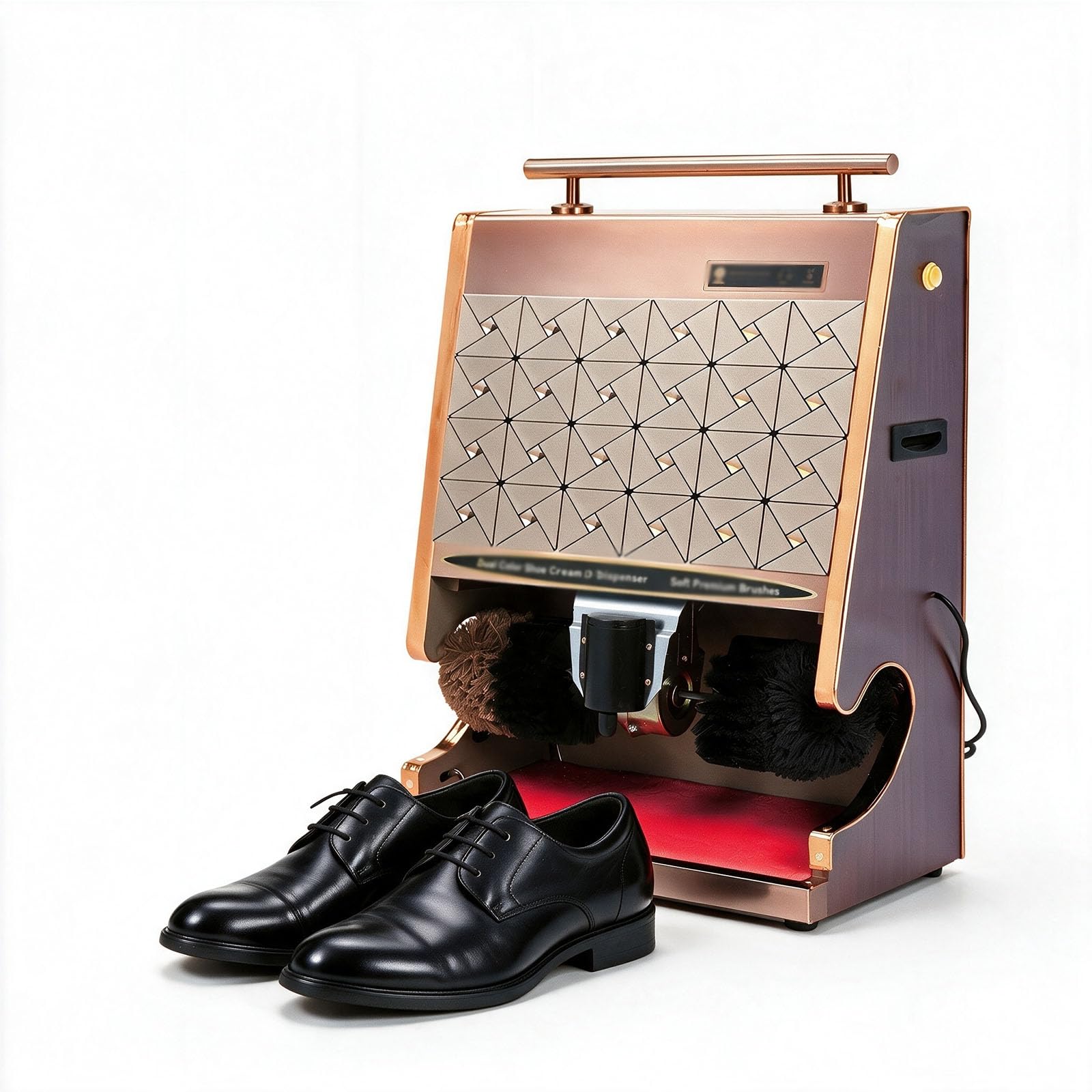 Lucidascarpe Automatico Da 100 W, Macchina Elettrica Per La Lucidatura Delle Scarpe Con Induzione Automatica, Doppie Spazzole Sferiche E Contenitore Per Olio Lucido Da 100 Ml, Pulitore Per
