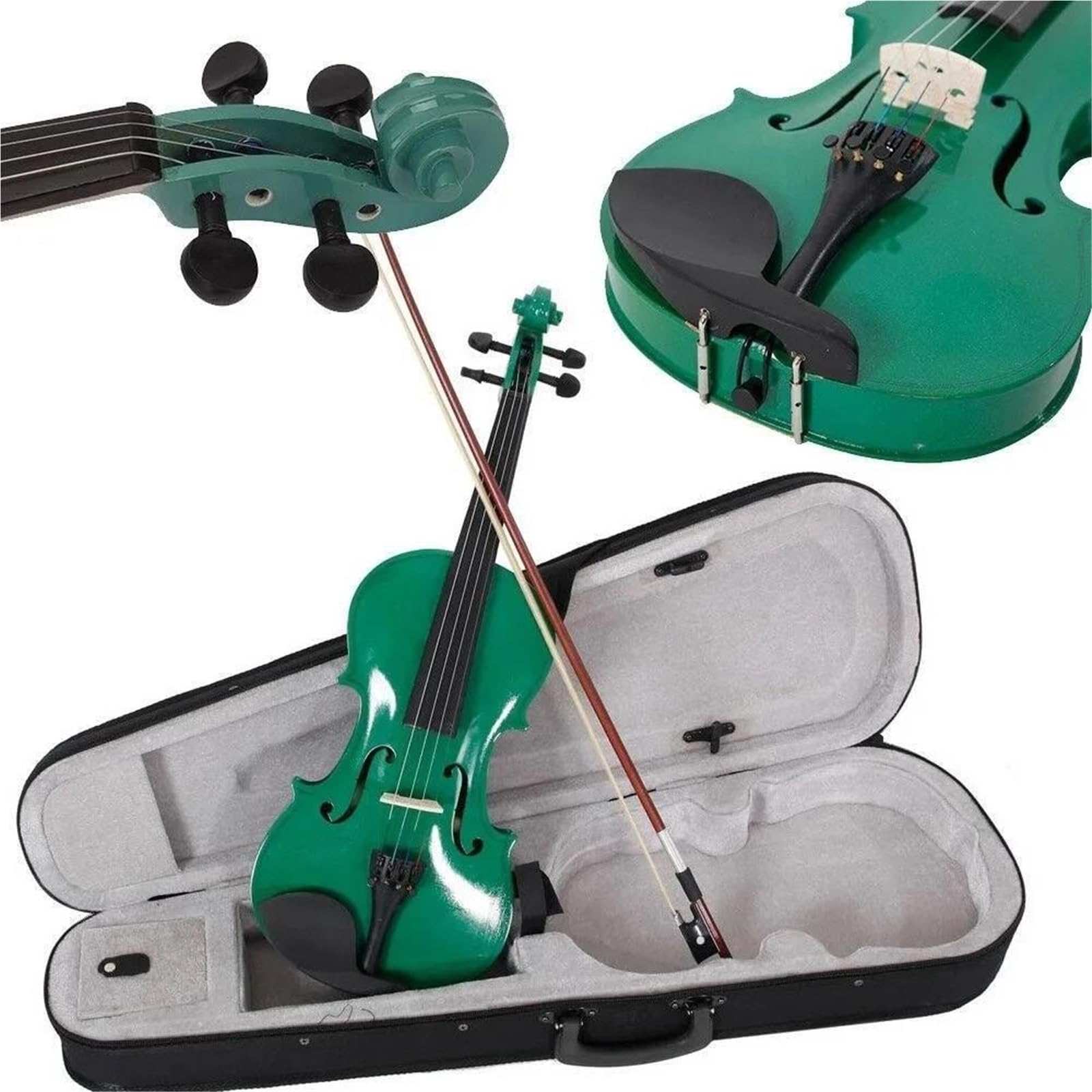 Violini Professionali Violino Acustico Per Adulti Di Dimensioni Standard Colore Verde Con Custodia E Archetto
