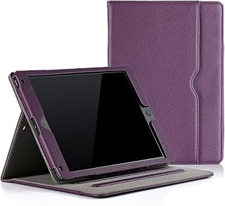 RUBAN Case Compatible with iPad 9.7 Inch 2018/2017 / iPad Air 2 / iPad Air 1 - [Corner Protection] Multi-Angle Viewing Folio Stand Cover with Pocket, Auto Wake/Sleep (Purple)