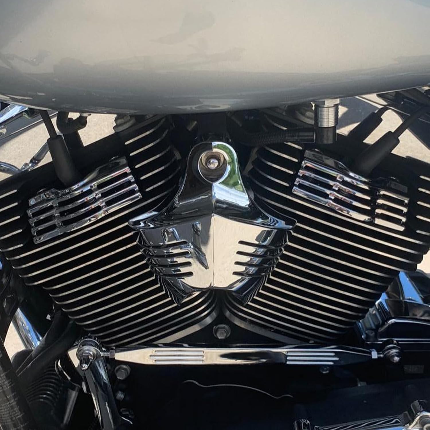 Finned Slotted Spark Plug Head Bolt Covers for Harley Touring Electra Glides Road Glides Road Kings 1999-2016,Street Glides & Trikes 2009-2016