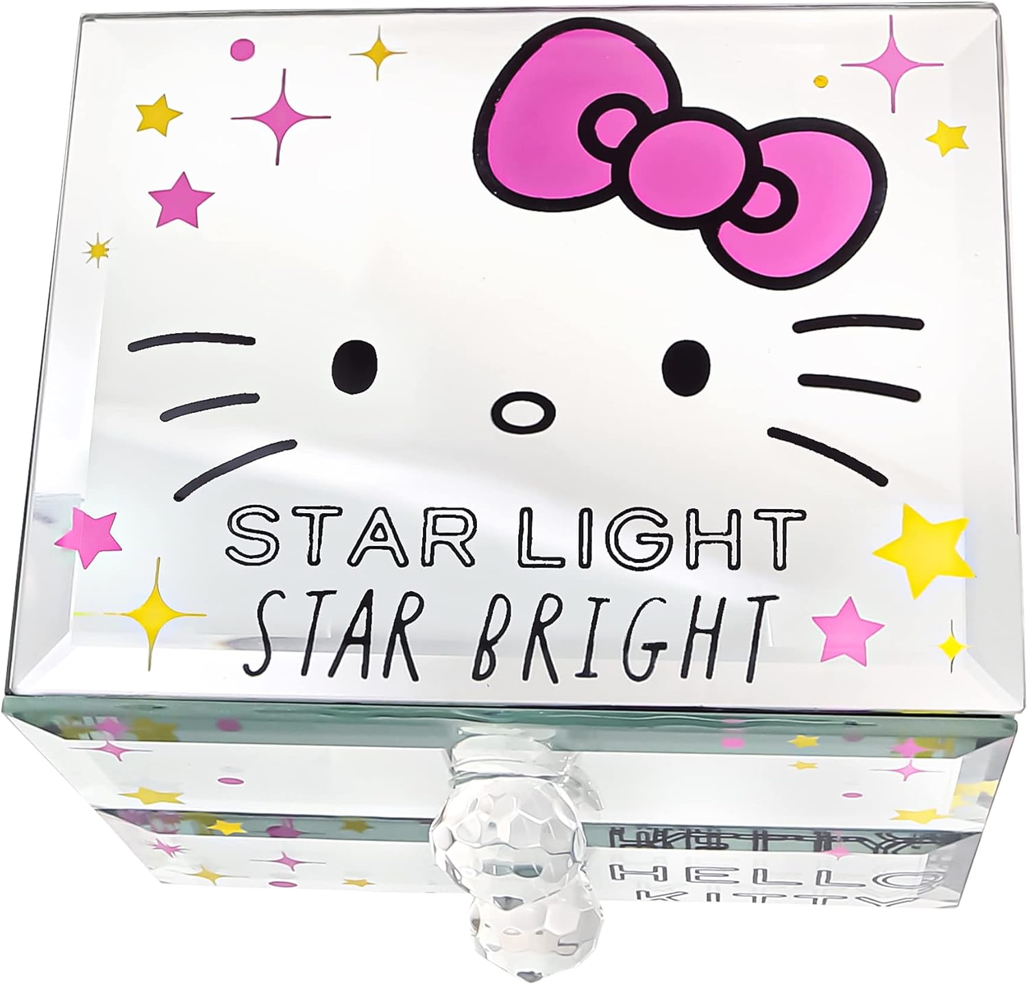 Jacmel Officially Licensed Hello Kitty ''Star Light Star Bright'' Mirror Glass Jewelry Box Organizer