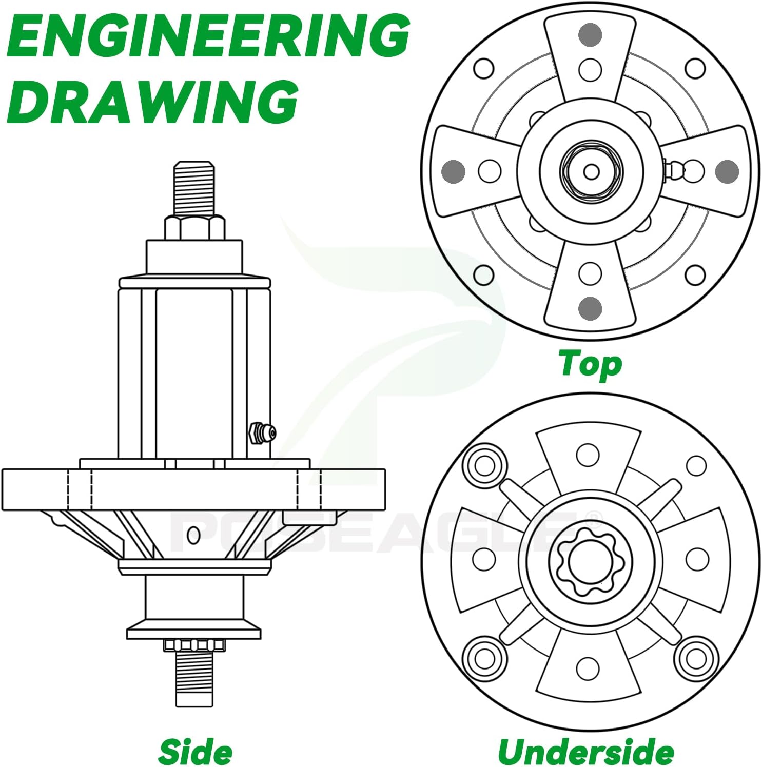 2 Pack GY21098 Spindle Assembly with GX20367 Spindle Pulley GY20629 and GY22172 Idler Pulley GX20072 Belt 1/2x103 for John Deere D100 D105 D110 D120 D125 D130 LA105 Lawn Tractors