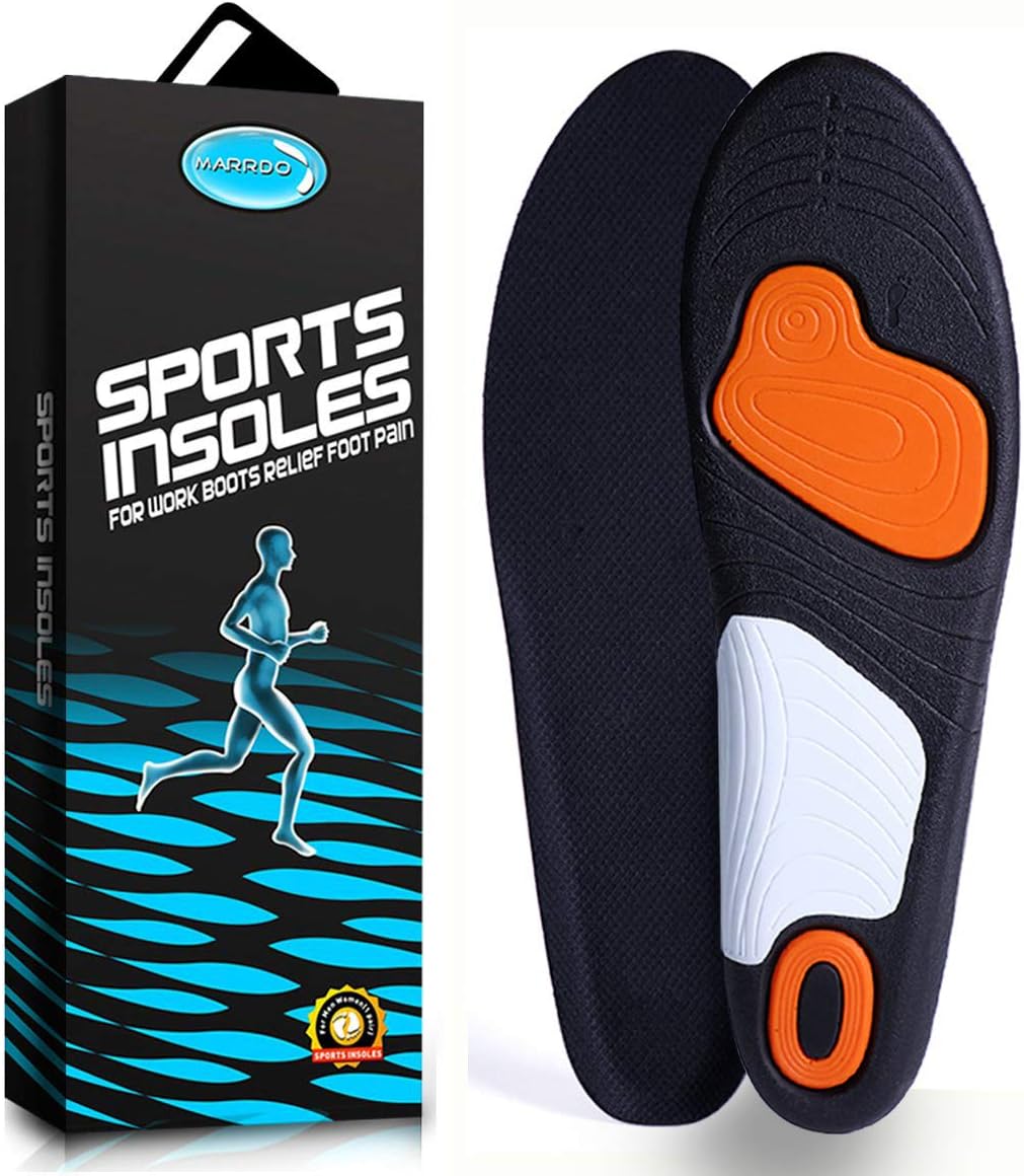 Running Shoe Insoles - Length Gel Shoe Insert Shock Absorption PU Insoles for Plantar Fasciitis, Running, Flat Feet, Heel Spurs & Foot Pain for Men & Women