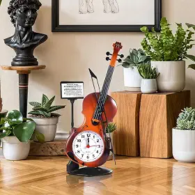 Relógio Despertador em Formato de Violino com Suporte Decorativo