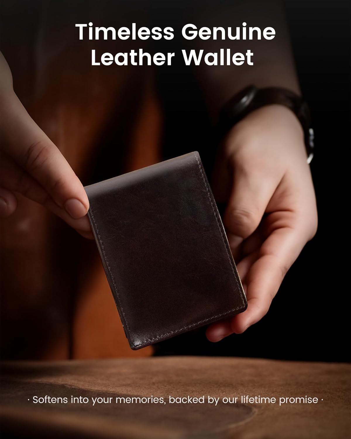 Genuine Leather Wallet for Men - Top Grain & RFID Blocking - Men's Bifold Vintage Slim Front Pocket Wallets, ID Window 2 Cash Slots 10+ Card Holder with Minimalist Coin Pocket - Image 7