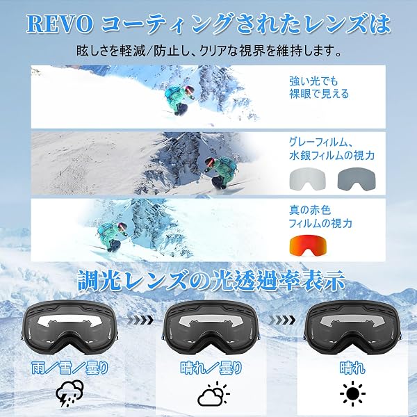 [Koeerie] スノーボードゴーグル 【2025新登場 】OTG広い視界 UV400保護 99%UVカット 2層球面レンズ 曇り防止 スポーツ用ゴーグル 3層スポンジ メガネ対応 防風/防塵/防雪/防曇 男女兼用 軽量と耐衝撃 適用大人男女の登山またはスキー用のスポーツ - 5