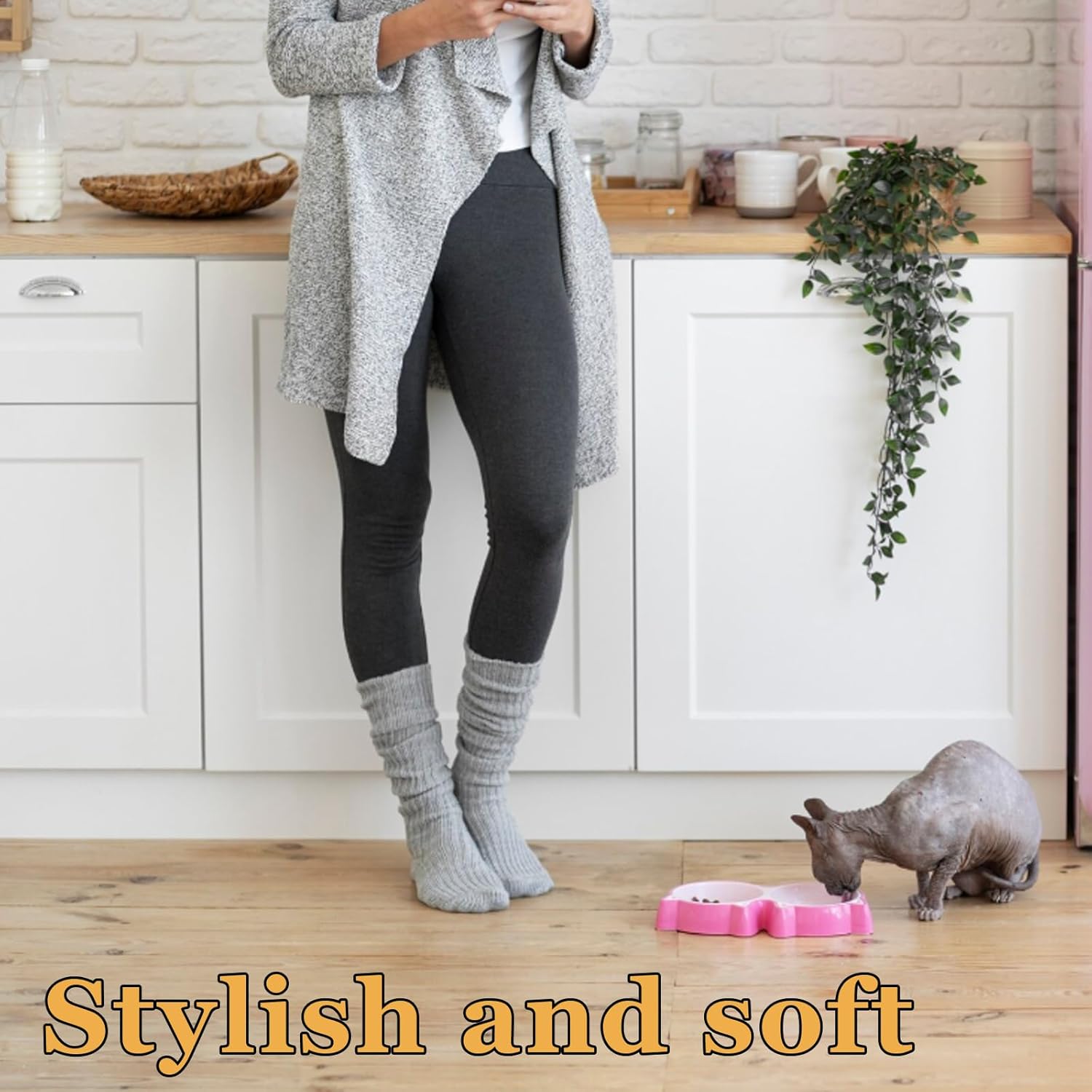 Charunee 5 Pairs Slouchy Socks for Women Long Boot Scrunch Sock Soft Chunky Knit Scrunch,Loose and Versatile - Image 6