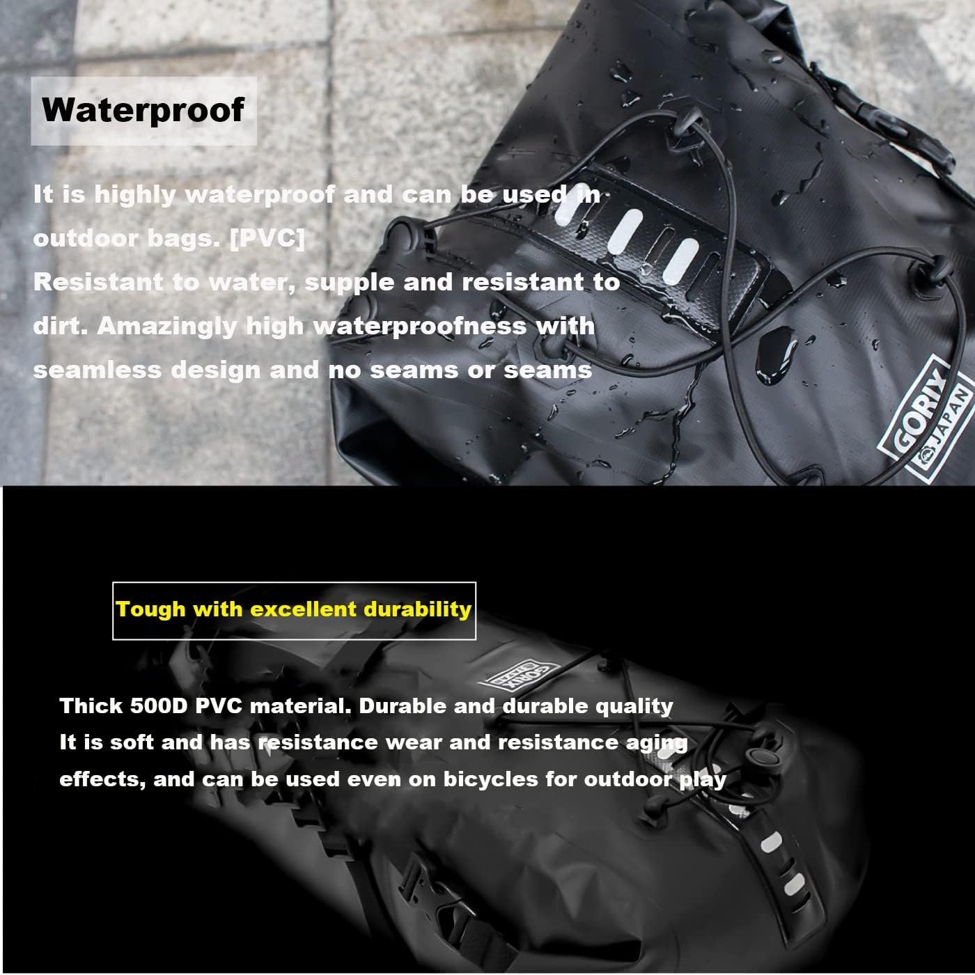 GORIX Bike Saddle Bag Waterproof Large Capacity 10-13L Road Mountain Bike Cycling Rear Seat Pack(GX-SB13)