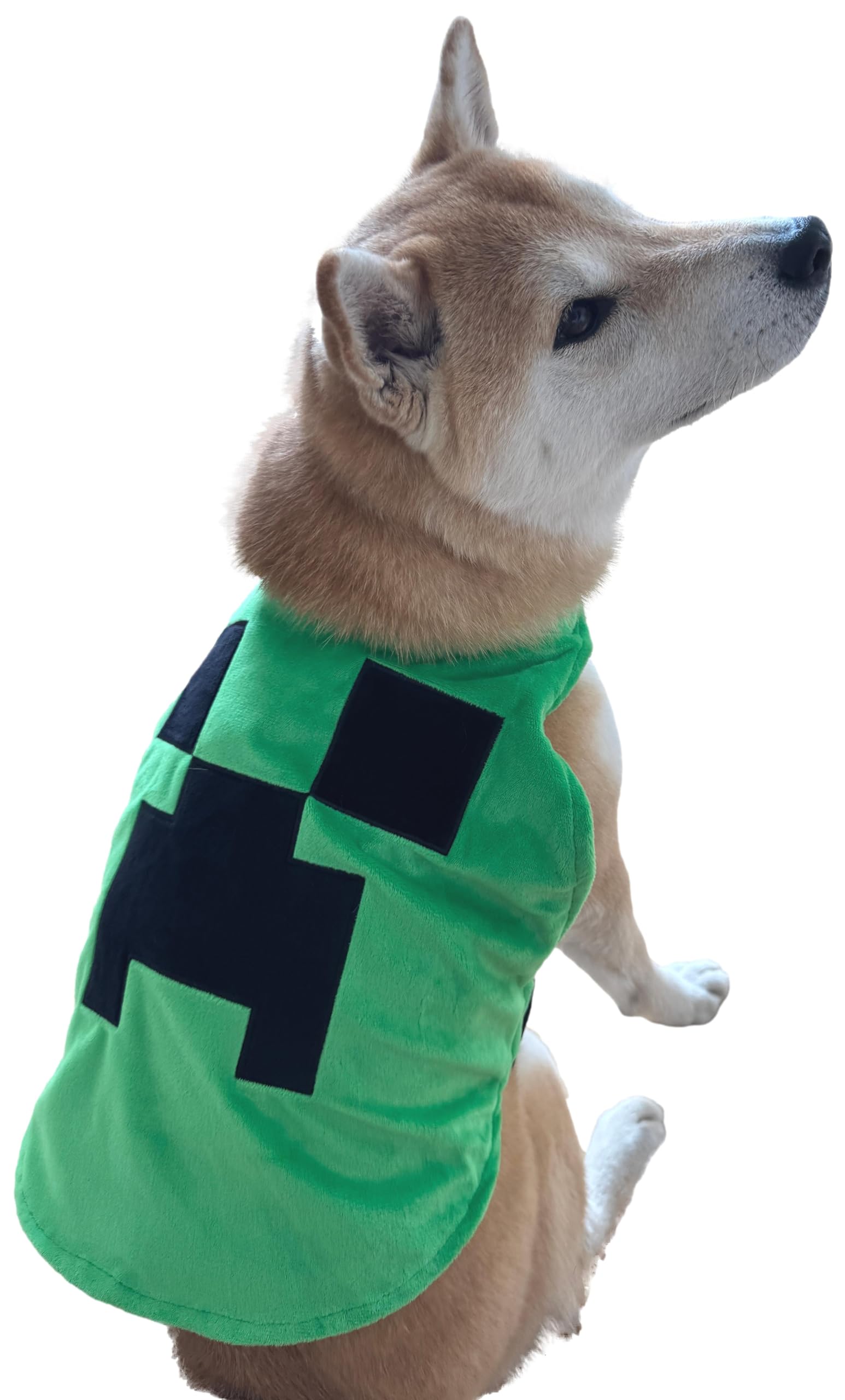 ComfyCamper Green Pixel Monster Cape for Dogs - XS Small XXL Onesie Outfits Games Cosplay Halloween Costumes, M