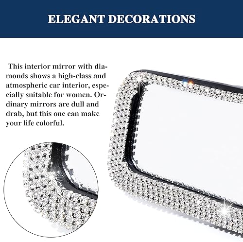 Miniatura 2 de LivTee Bling - Espejo retrovisor para automóvil decoración brillante para automóvil espejo retrovisor con vidrio HD accesorios brillantes para el