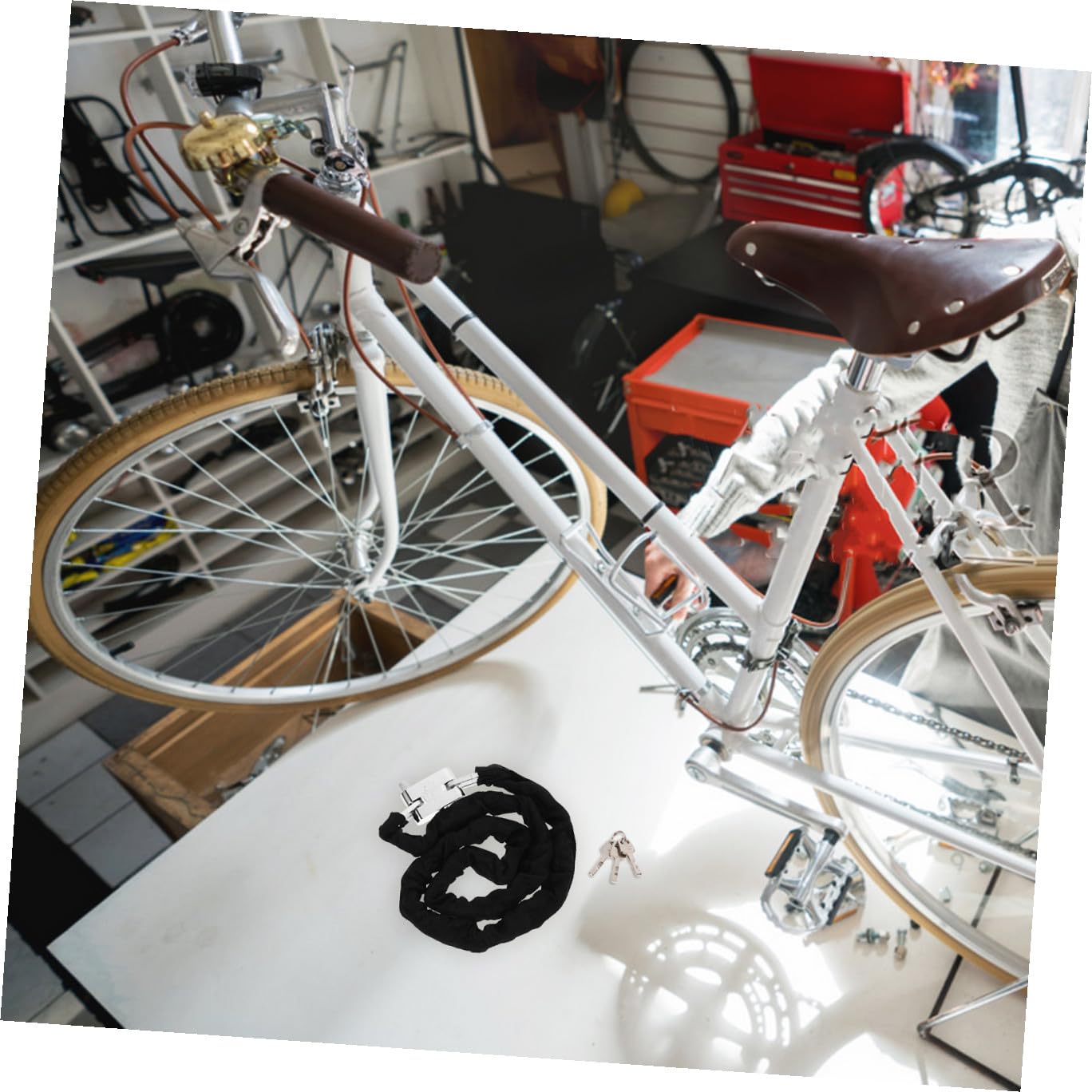 Catena Antifurto Bici 120cm in Acciaio al Manganese Nero | Lucchetto a Catena per Veicoli a Due Ruote e Cicli, Uso Outdoor, Facile da Trasportare, Anticorrosione