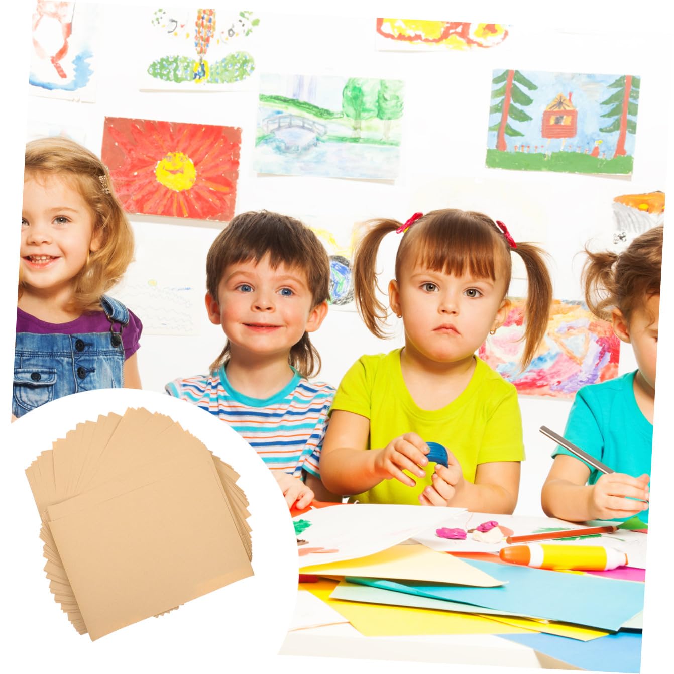 Hohopeti 100 Pcs Papier Kraft A4 210 G/m² pour Dessin et Peinture Texture Épaisse, Résistant aux Griffes, Garçon et Filles