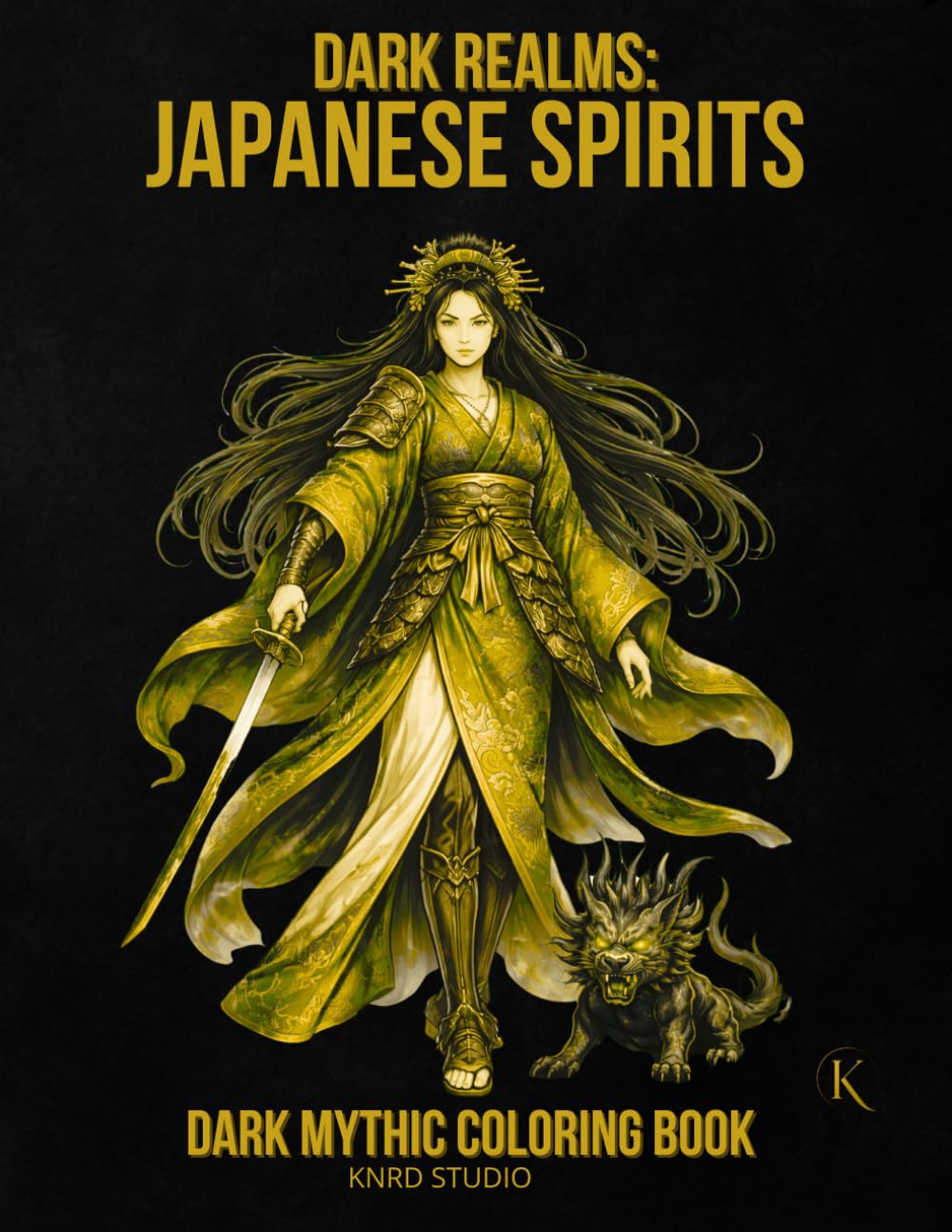 Dark Realms: Japanese Spirits Coloring Book — Vol. 1: Dark Mythology Coloring Book for Adults — 40 Easy to Medium Mythic Coloring Pages | Bold Line ... / 45 pages (Dark Realms Coloring Series)