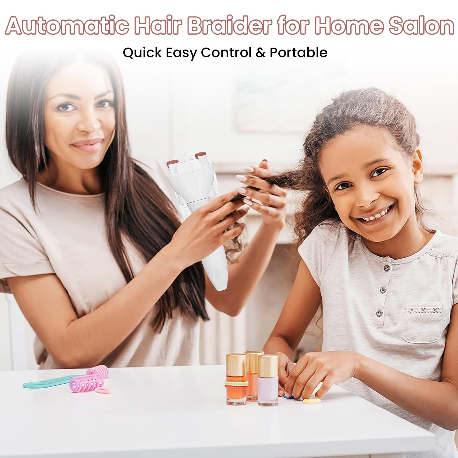JONRRYIN Macchina Treccine Automatica: Kit Paillettes E Strass Per Capelli Per Bambine - Gioco Creativo E Brillante! - 2