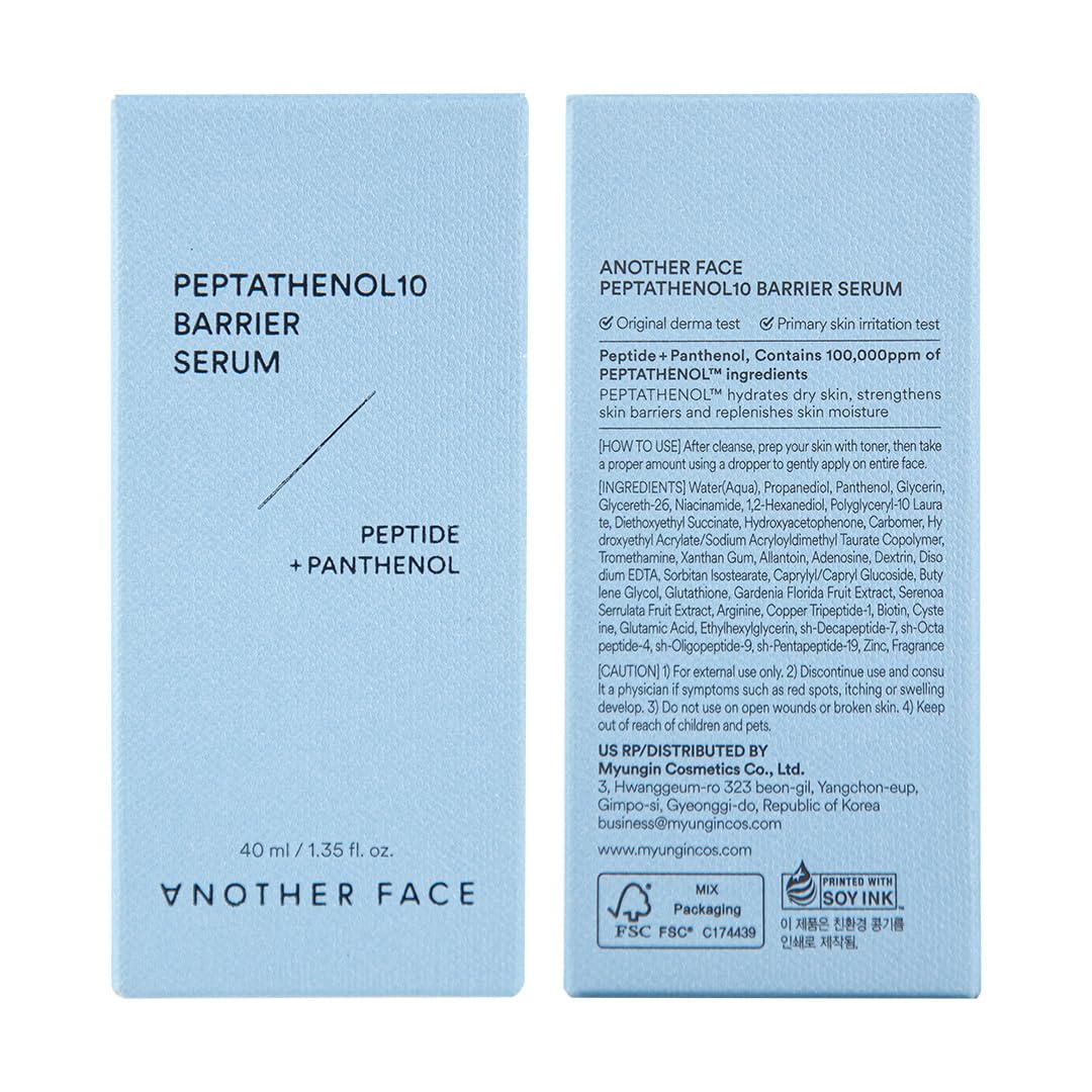 ANOTHERFACE PEPTATHENOL 10% BARRIER SERUM | 100,000ppm Panthenol & Multi Peptides | Deep Hydrating & Soothing Face Essence | Korean Skincare for Dry, Sensitive Skin | 1.35 Fl.Oz. - Image 9