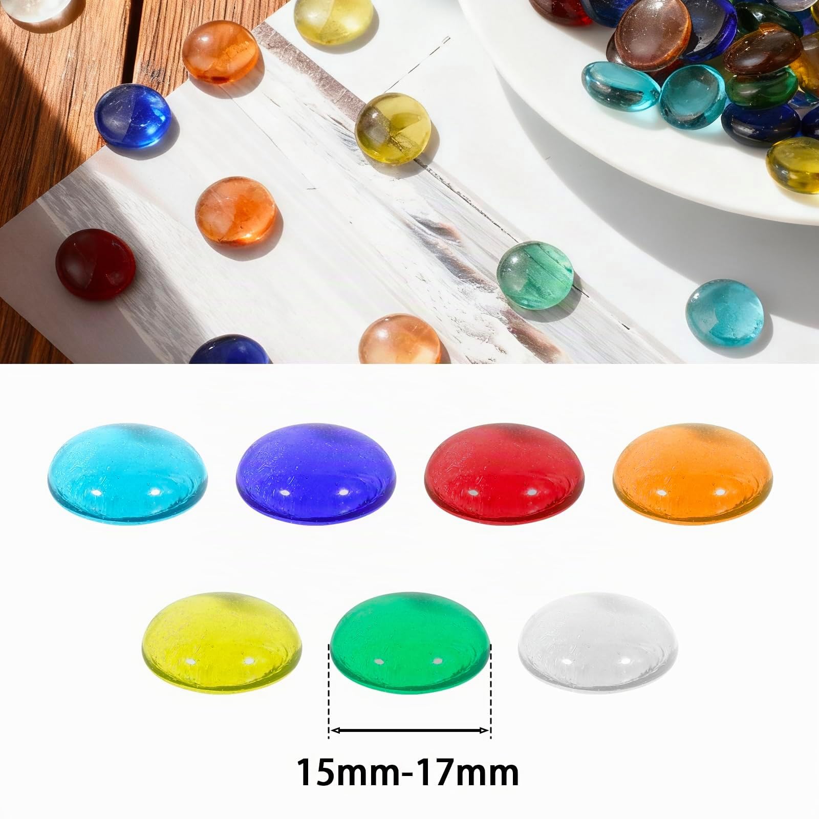 Billes plates 15-20 mm 210 pièces 900 g décoratives aquarium vase plantes DIY