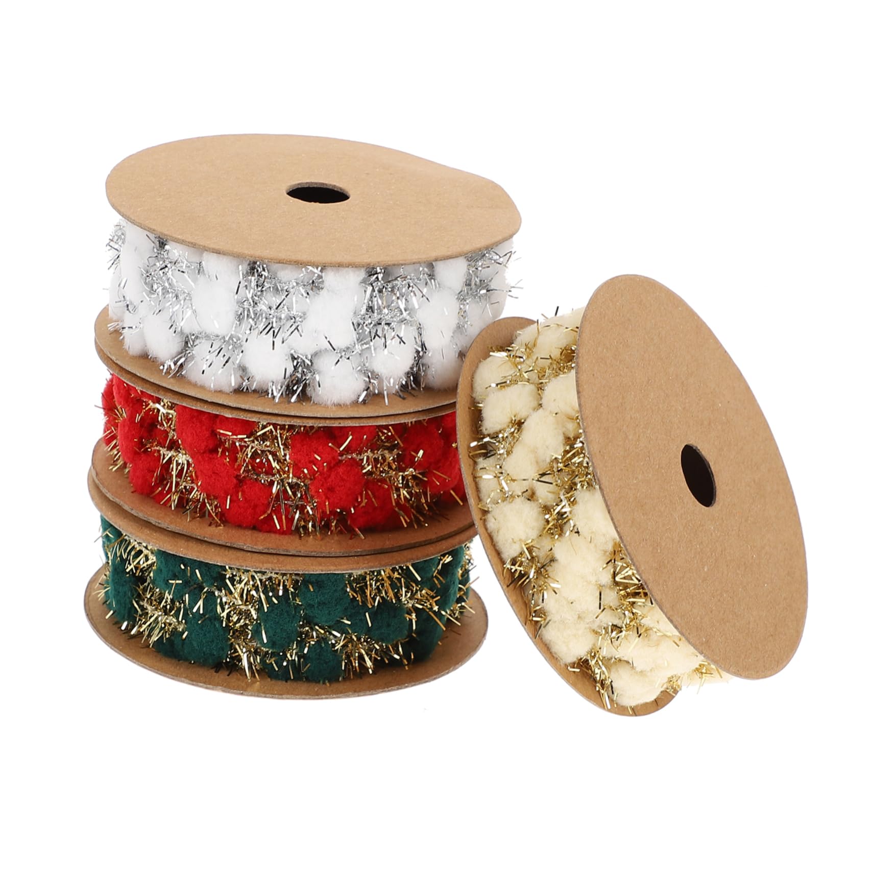 Alipis 2 Sätze Webpelzkugeln Aus Draht Goldenes Organzaband Weihnachtsband Dekobänder Weihnachten Weihnachtsbaumschleifen Wollknäuel Verdrahtete Bänder Weihnachtslamettaband 4 Rollen * 2